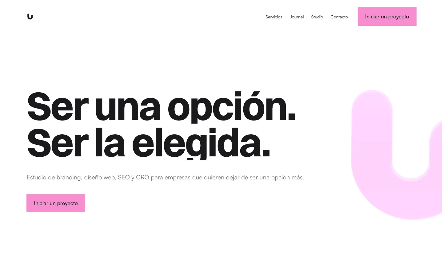 Iteración 2 del hero de Studio Unica