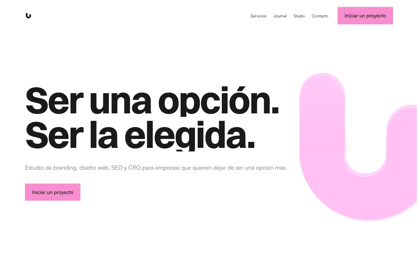 Iteración 3 del hero de Studio Unica