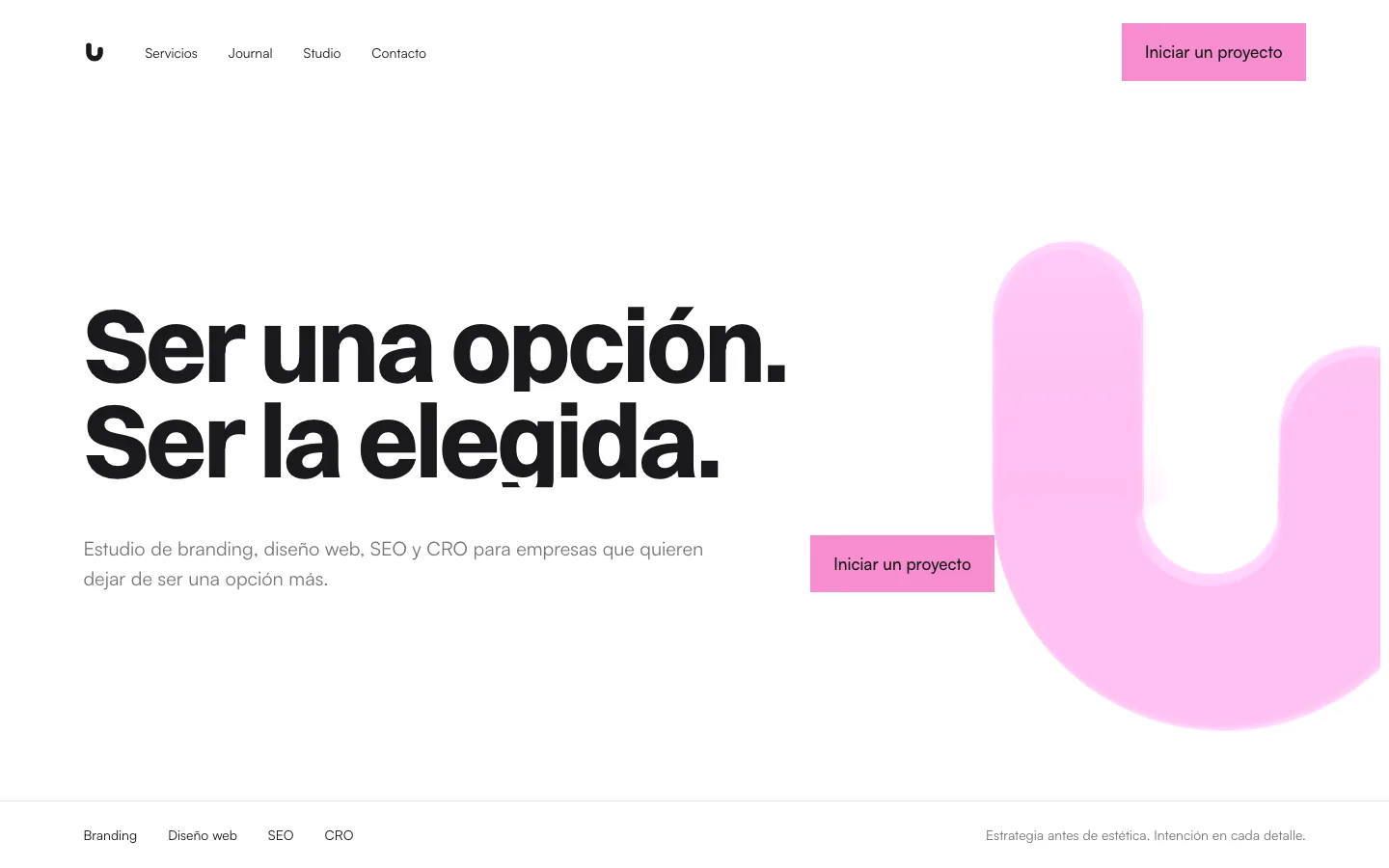 Iteración 4 del hero de Studio Unica