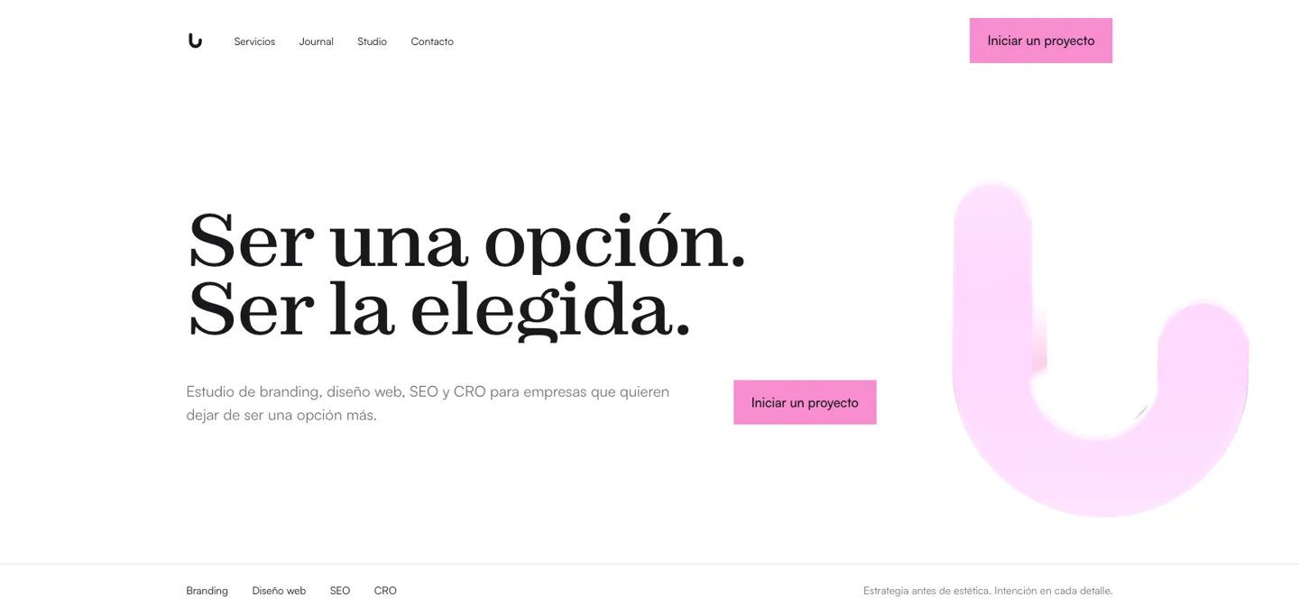 Iteración 5 del hero de Studio Unica