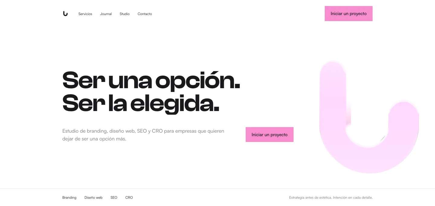 Iteración 6 del hero de Studio Unica